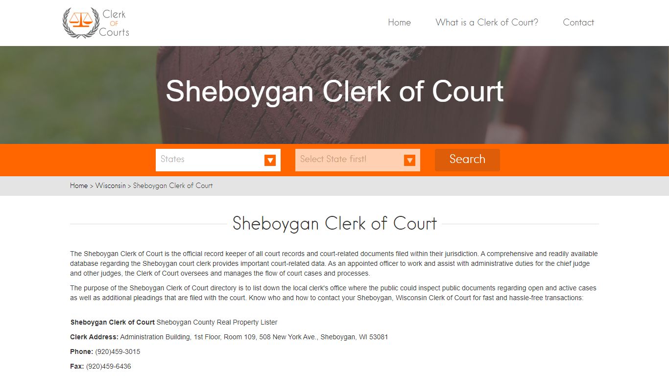 Find Your Sheboygan County Clerk of Courts in WI - clerk-of-courts.com